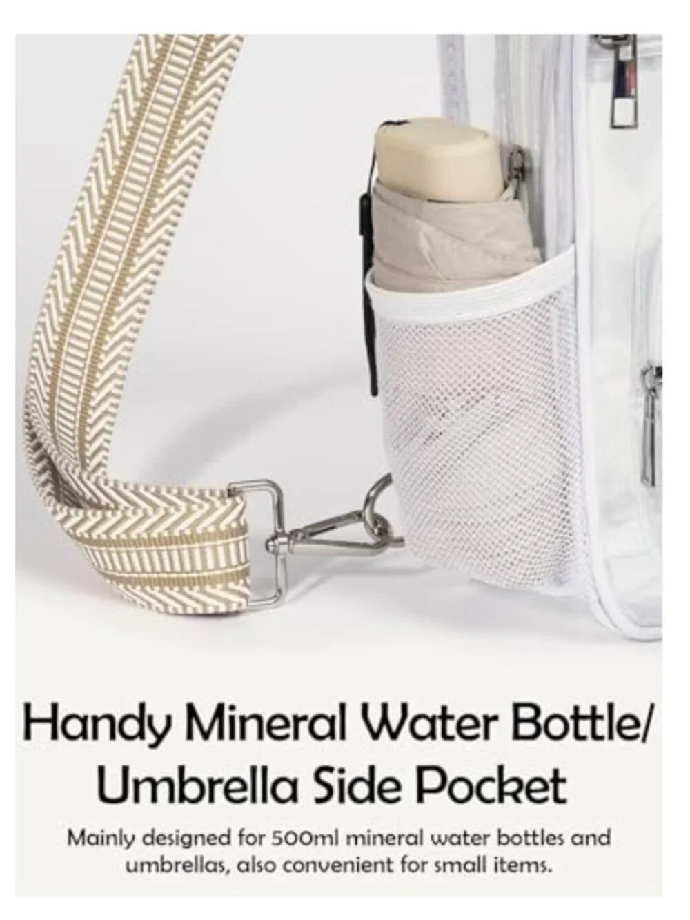 Clear Crossbody Sling Bag Stadium Approved PVC Waterproof Adjustable Strap